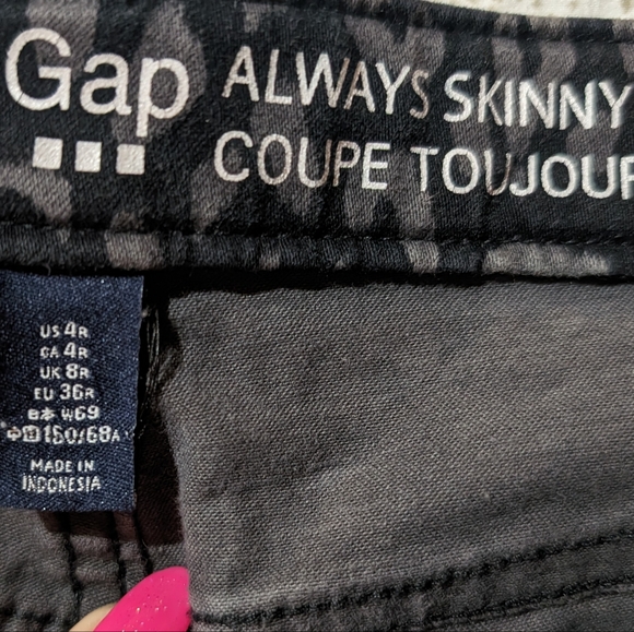 Gap 4R Always Skinny black/grey leopard print cotton stretch mid rise jeans - Picture 4 of 4